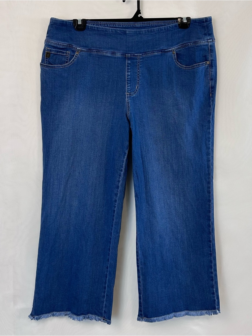 New Belle by Kim Gravel TripleLuxe Denim Wide Leg Crop Jeans with Fray Hem / 20W